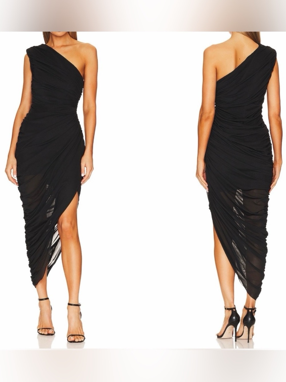 Elliatt Genie Dress Black Mesh Asymmetrical One Shoulder XL